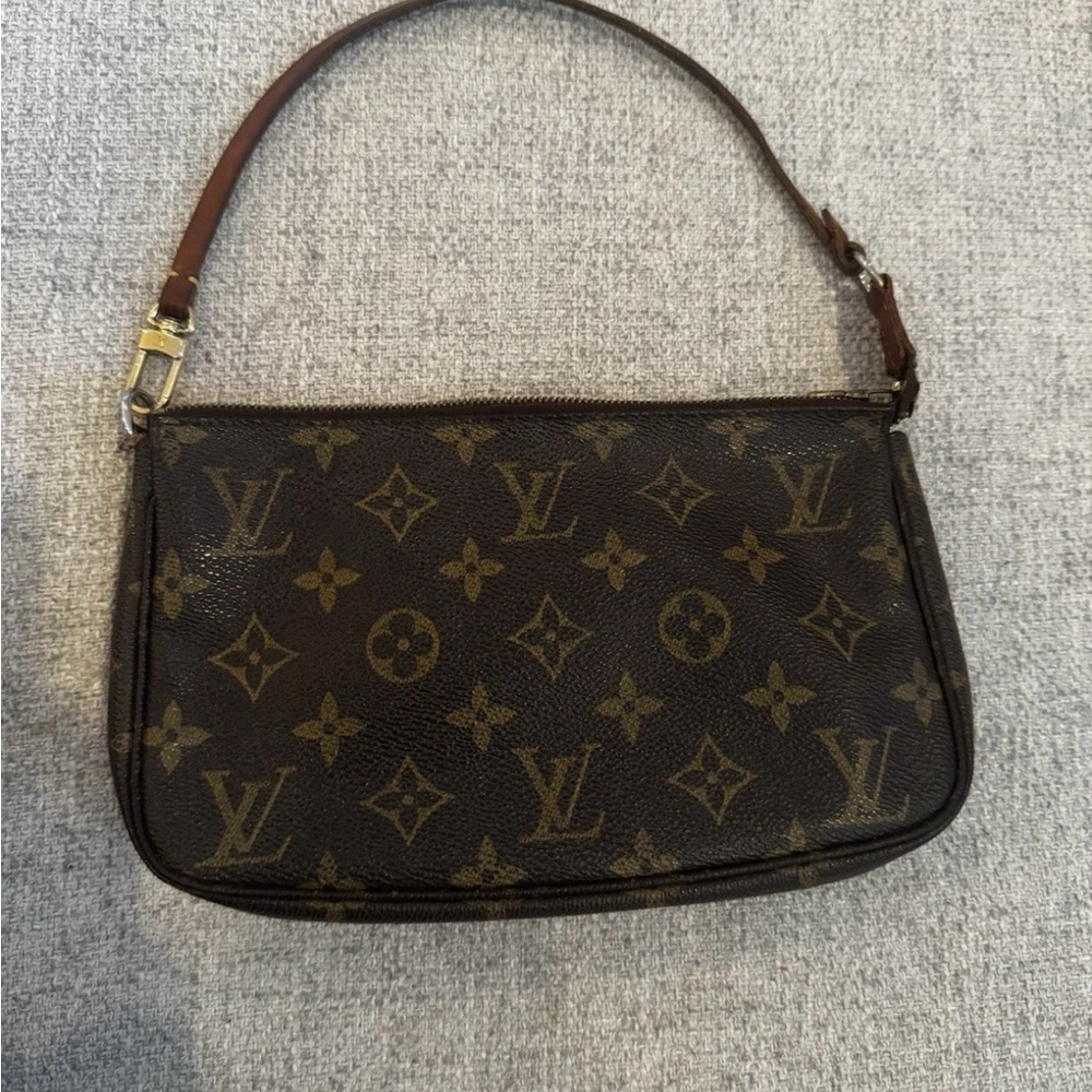 Louis Vuitton Pochette Accessoires Monogram Shoulder Bag Mini Brown Canvas